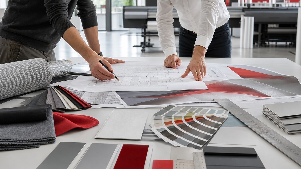 Project planning with large-format print and material samples