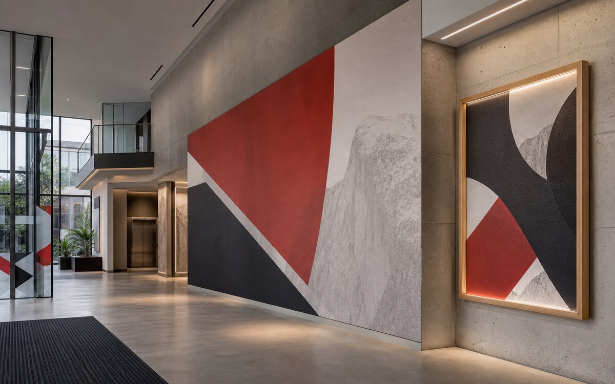 Corporate interior with integrated large-format graphics